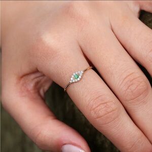 14k gold chain ring. Evil Eye